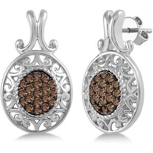 18k Chocolate Brown Natural Diamonds Earrings